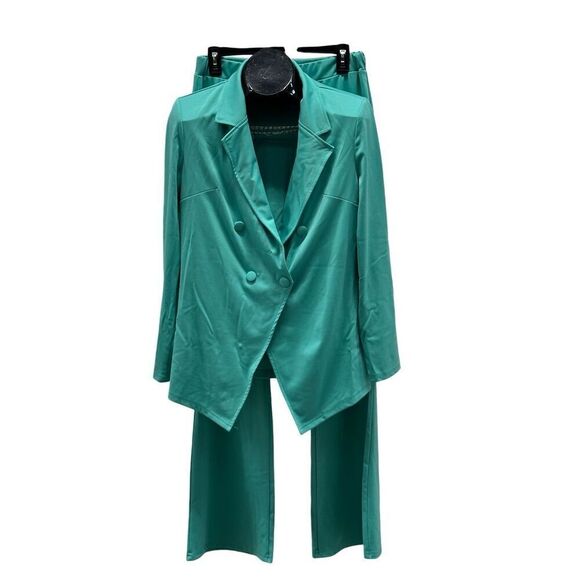 Mint Green 2 pc Polyester Pant Suit Size XL - Picture 1 of 8